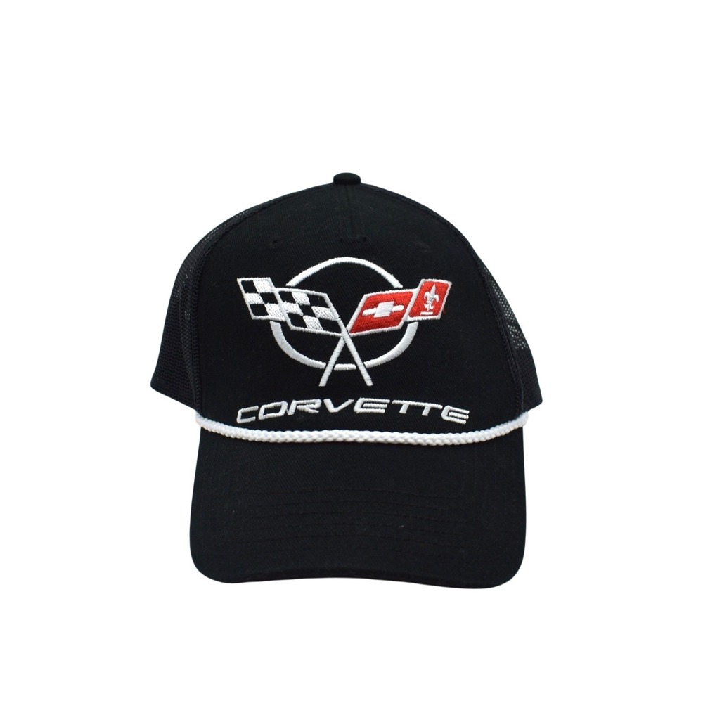 Chevrolet Corvette C5 Rope Snapback Trucker Hat Cap Black Racing GM Official NWT